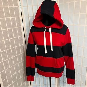 Navy Blue and Red Stripped Hoodie